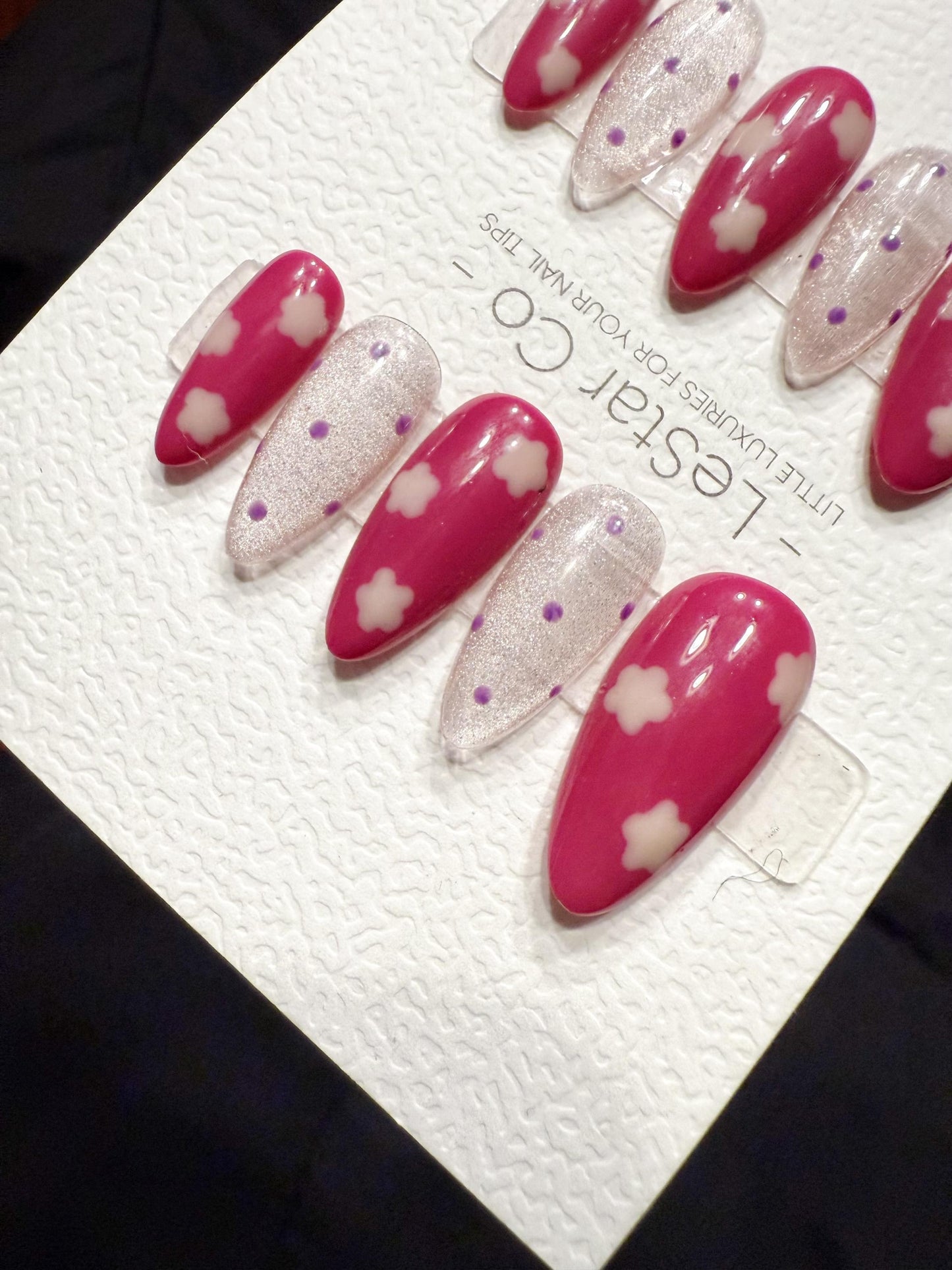 Reusable Pink Candy Bloom | Handmade Press On Gel Acrylic Nails | 4for3 Timed Offer