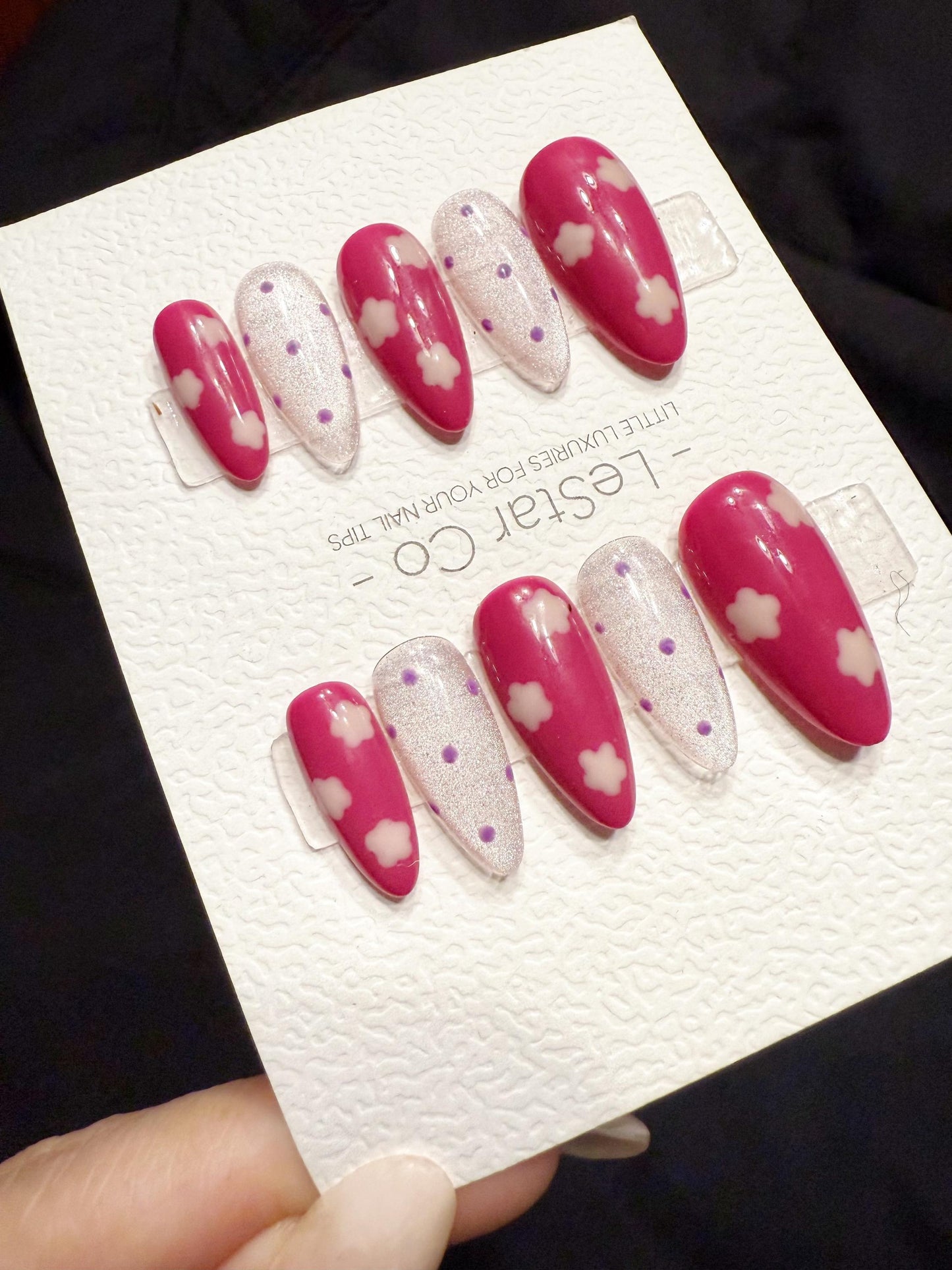 Reusable Pink Candy Bloom | Handmade Press On Gel Acrylic Nails | 4for3 Timed Offer