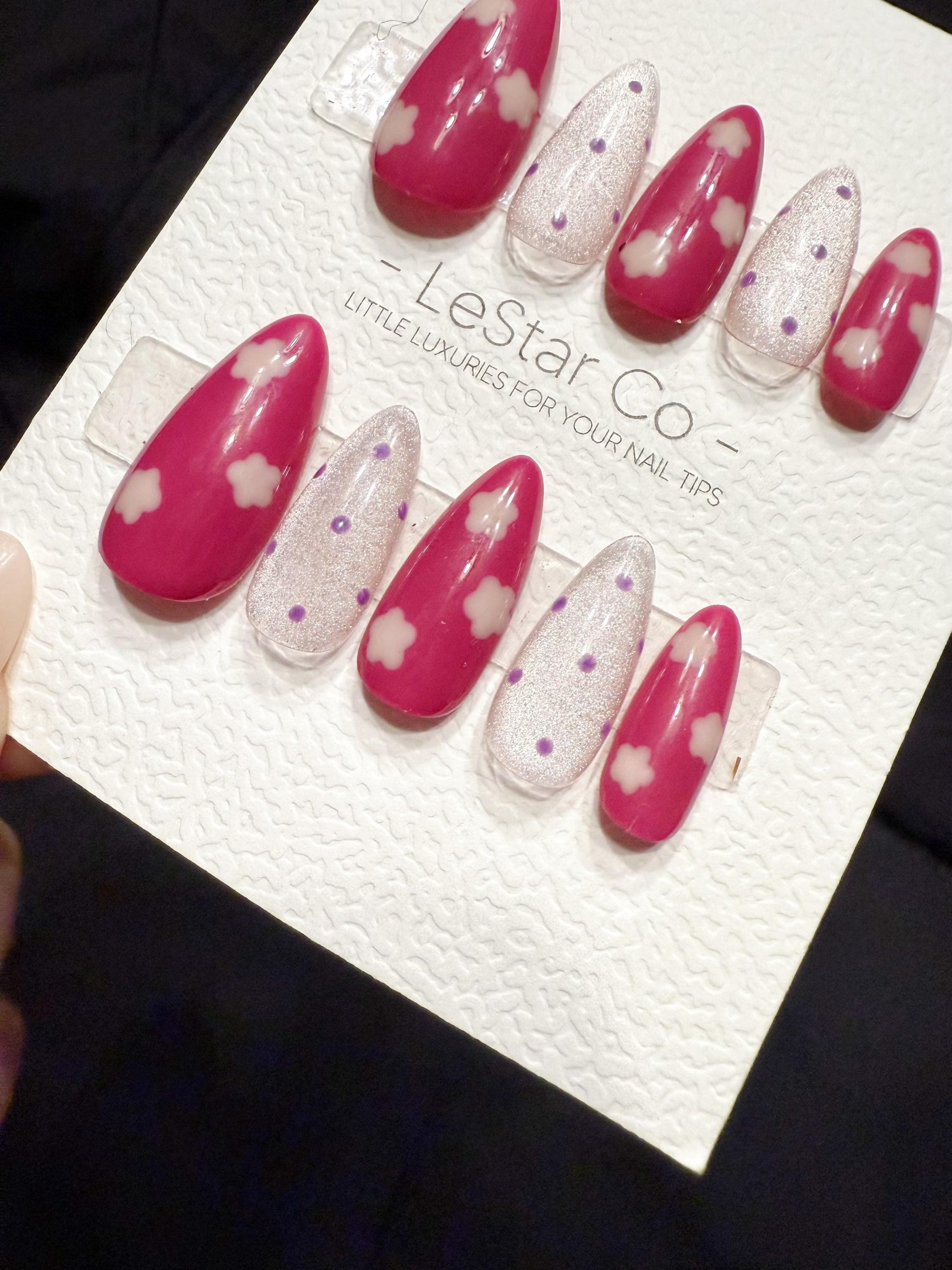 Reusable Pink Candy Bloom | Handmade Press On Gel Acrylic Nails | 4for3 Timed Offer