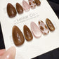 Reusable Cocoa Silk Lines | Handmade Press On Gel Acrylic Nails | 4for3 Timed Offer