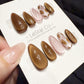 Reusable Cocoa Silk Lines | Handmade Press On Gel Acrylic Nails | 4for3 Timed Offer