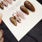 Reusable Cocoa Silk Lines | Handmade Press On Gel Acrylic Nails | 4for3 Timed Offer
