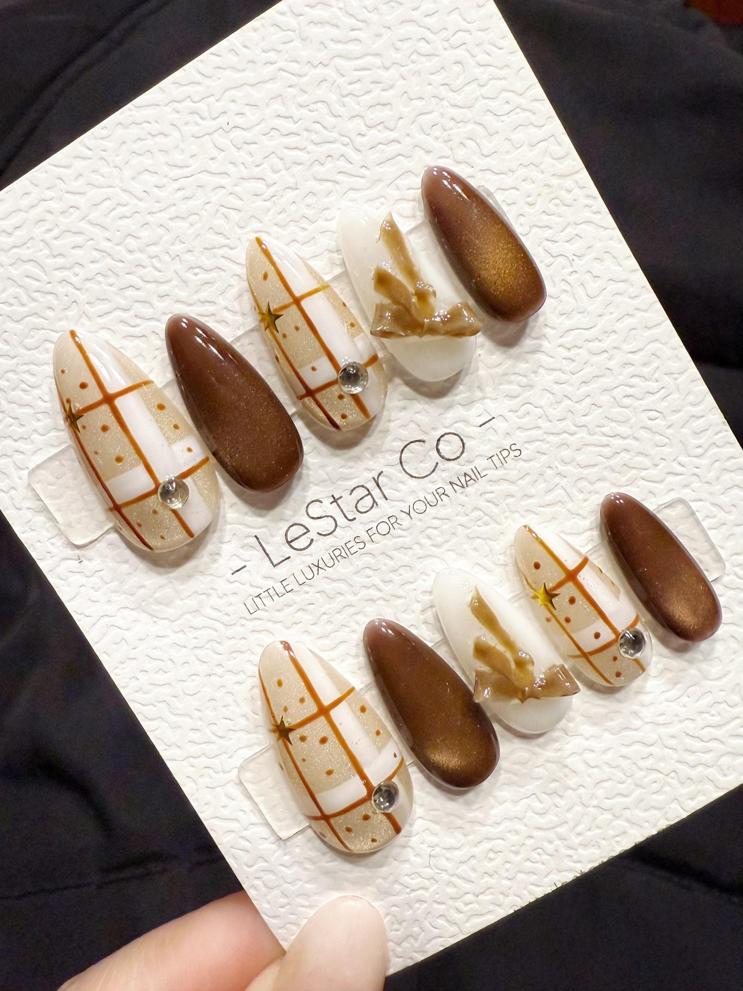 Reusable Brown Aura Chic | Handmade Press On Gel Acrylic Nails | 4for3 Timed Offer