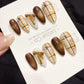 Reusable Brown Aura Chic | Handmade Press On Gel Acrylic Nails | 4for3 Timed Offer