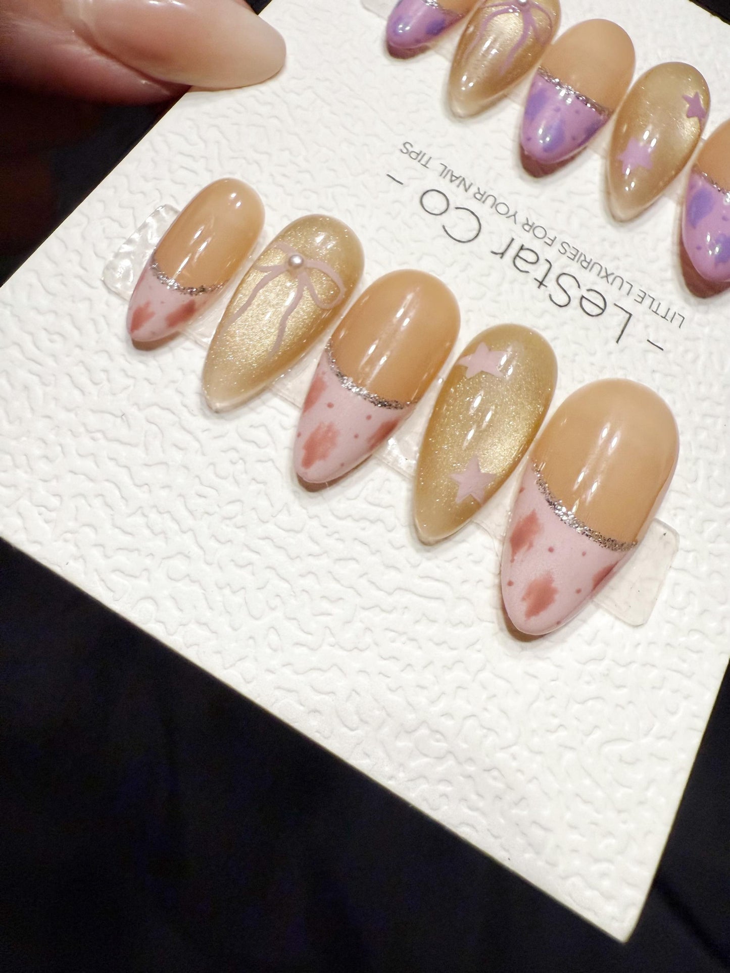 Reusable Sweet Galaxy French | Handmade Press On Gel Acrylic Nails | 4for3 Timed Offer