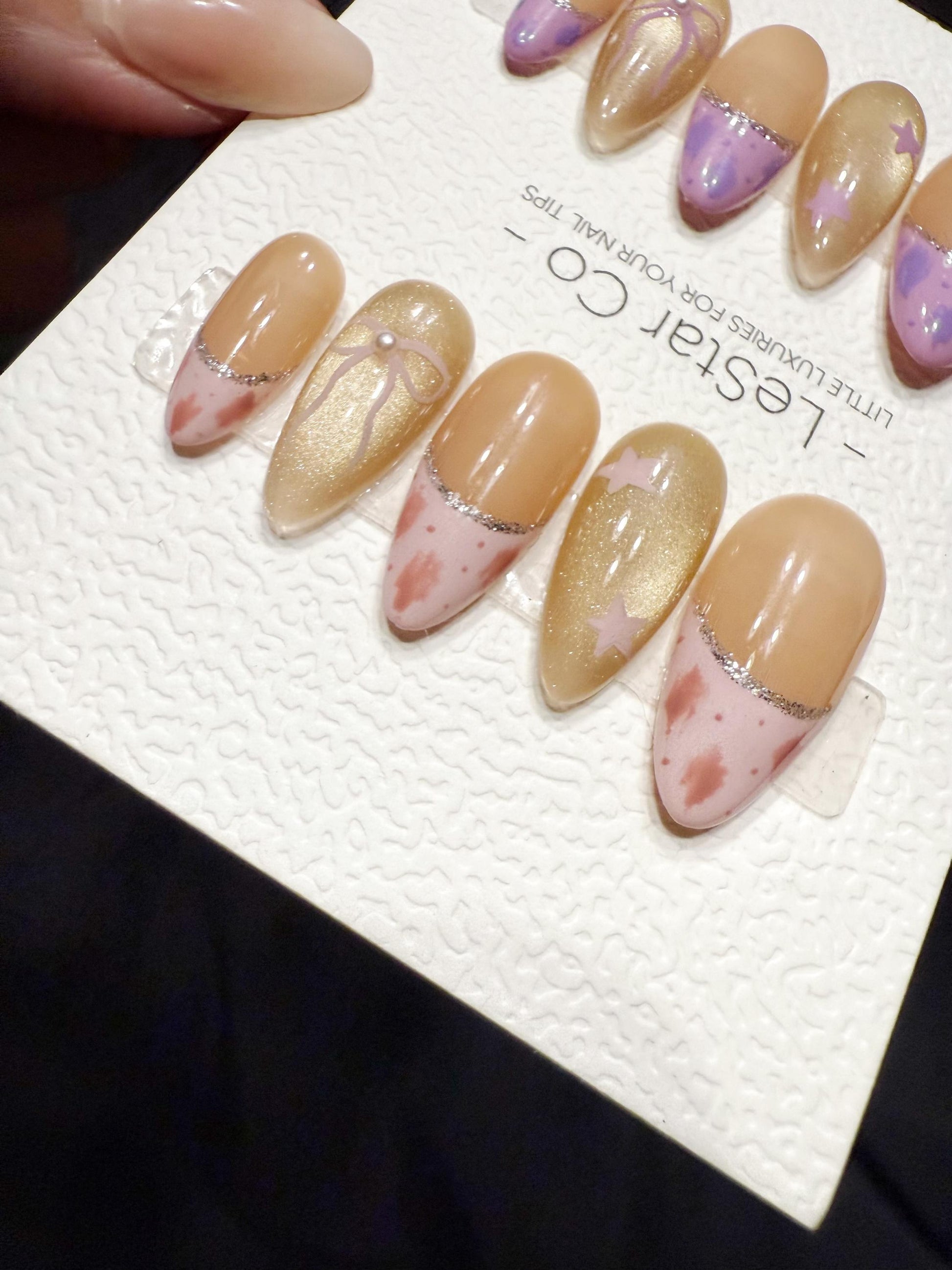 Reusable Sweet Galaxy French | Handmade Press On Gel Acrylic Nails | 4for3 Timed Offer