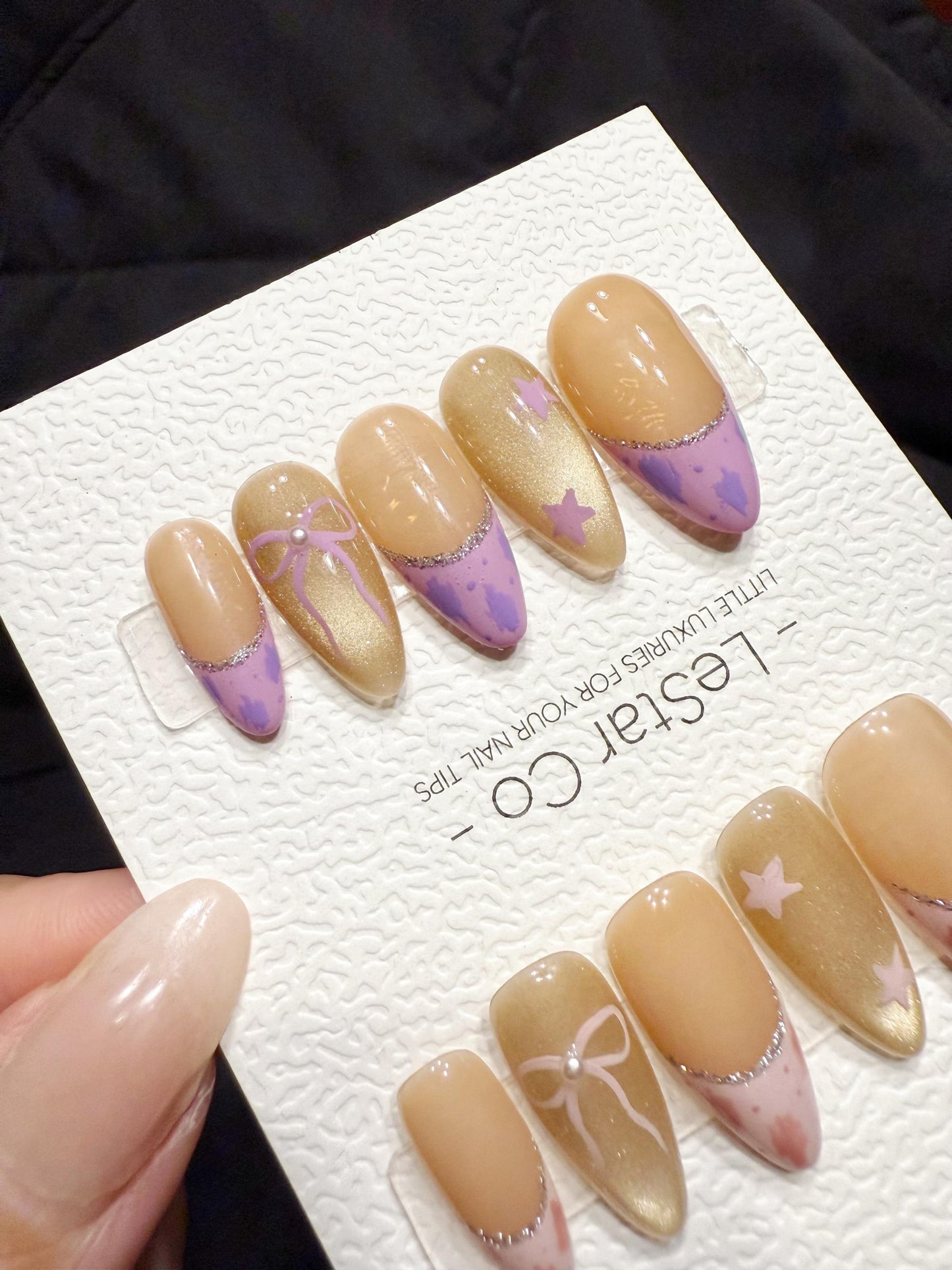 Reusable Sweet Galaxy French | Handmade Press On Gel Acrylic Nails | 4for3 Timed Offer