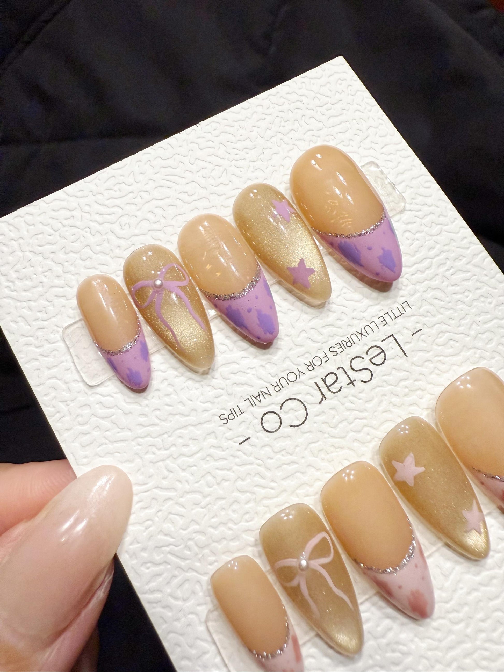 Reusable Sweet Galaxy French | Handmade Press On Gel Acrylic Nails | 4for3 Timed Offer