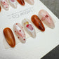 Handmade Press On Rose Tea Marble Gel Nails 4for3 Timed Offer