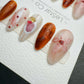 Handmade Press On Rose Tea Marble Gel Nails 4for3 Timed Offer