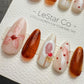 Handmade Press On Rose Tea Marble Gel Nails 4for3 Timed Offer