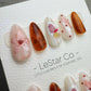 Handmade Press On Rose Tea Marble Gel Nails 4for3 Timed Offer