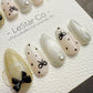 Handmade Press On Milk Ribbon Dots Gel Nails 4for3 Timed Offer
