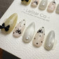Handmade Press On Milk Ribbon Dots Gel Nails 4for3 Timed Offer