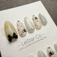 Handmade Press On Milk Ribbon Dots Gel Nails 4for3 Timed Offer