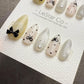 Handmade Press On Milk Ribbon Dots Gel Nails 4for3 Timed Offer