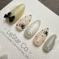 Handmade Press On Milk Ribbon Dots Gel Nails 4for3 Timed Offer