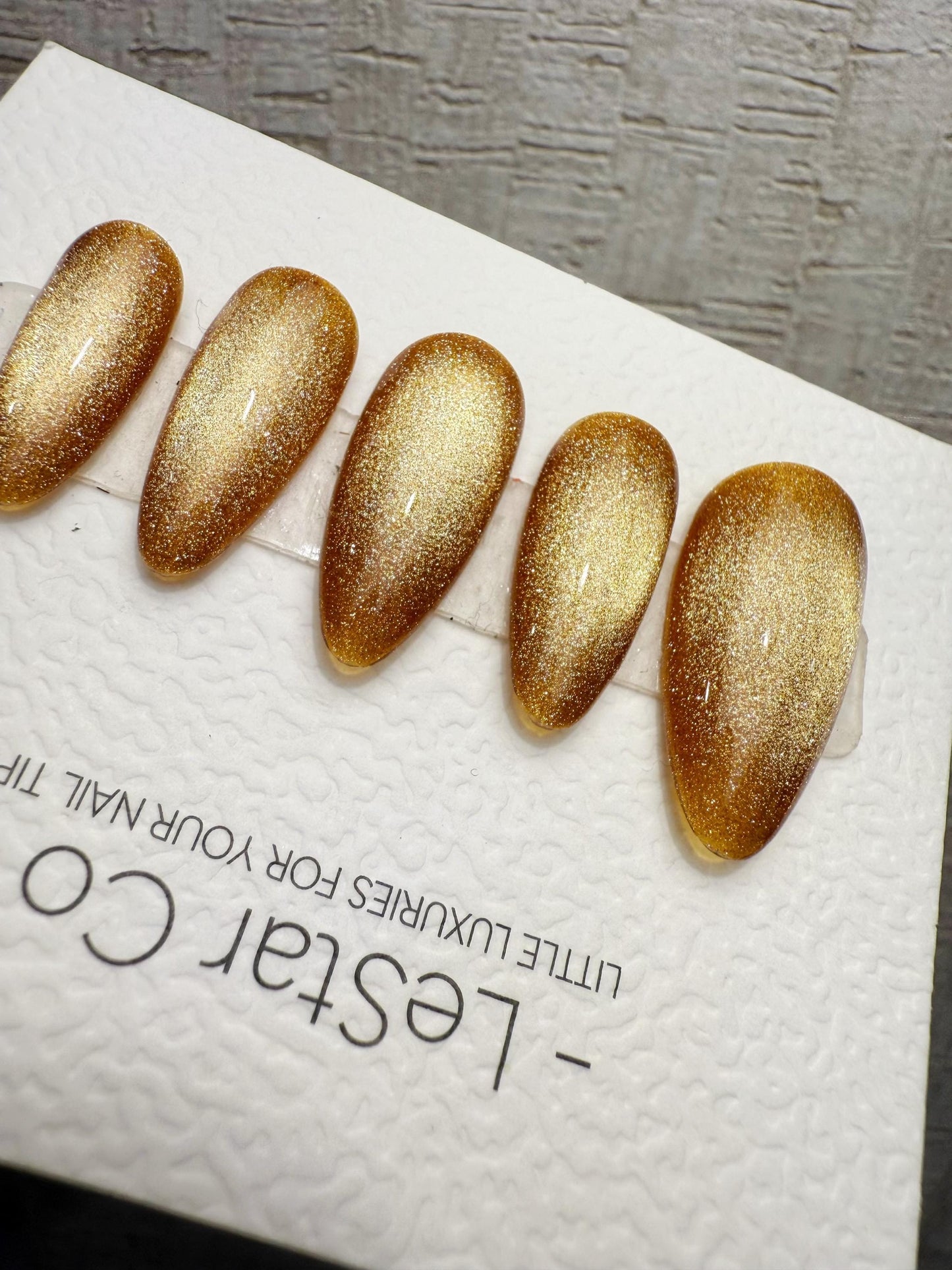 Handmade Press On Champagne Amber Cat Eye Gel Acrylic Nails 4for3 Timed Offer