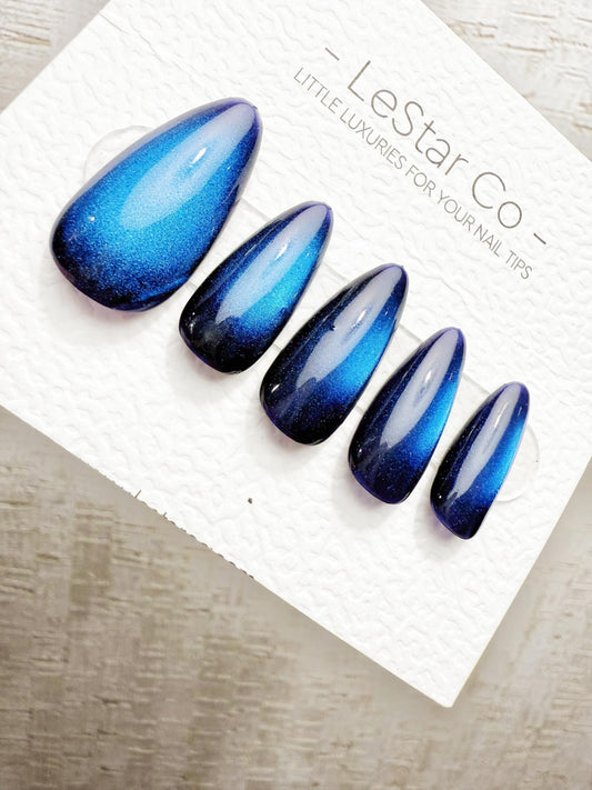 Handmade Press On Ocean Beam Cat Eye Gel Acrylic Nails 4for3 Timed Offer