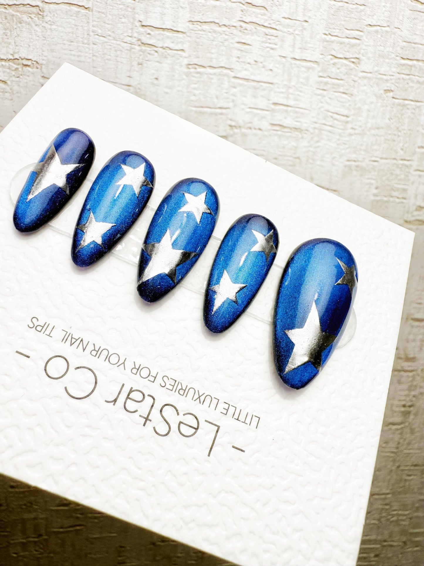 Handmade Press On Starry Ocean Beam Cat Eye Gel Nails 4for3 Timed Offer