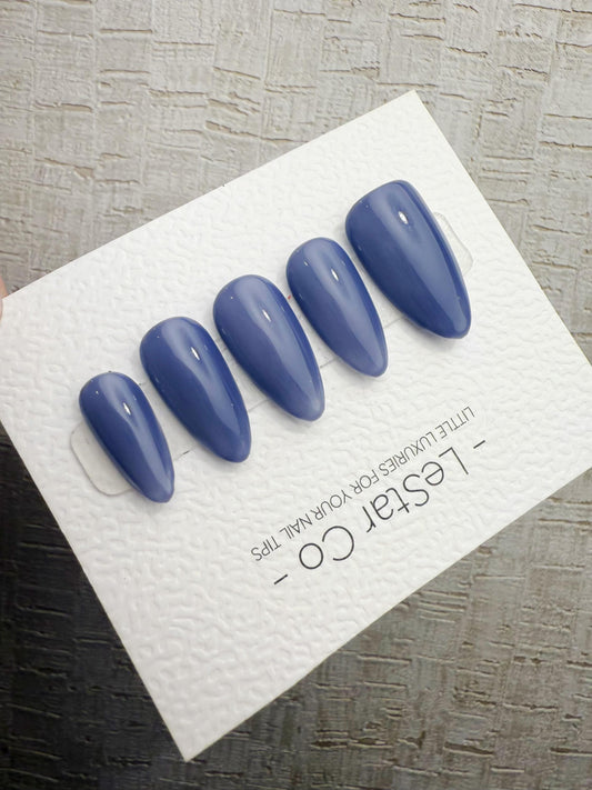 Handmade Press On Soft Ocean Mist Blue Gel Nails 4for3 Timed Offer