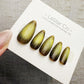 Handmade Press On Aurora Olive Cat Eye Gel Nails 4for3 Timed Offer