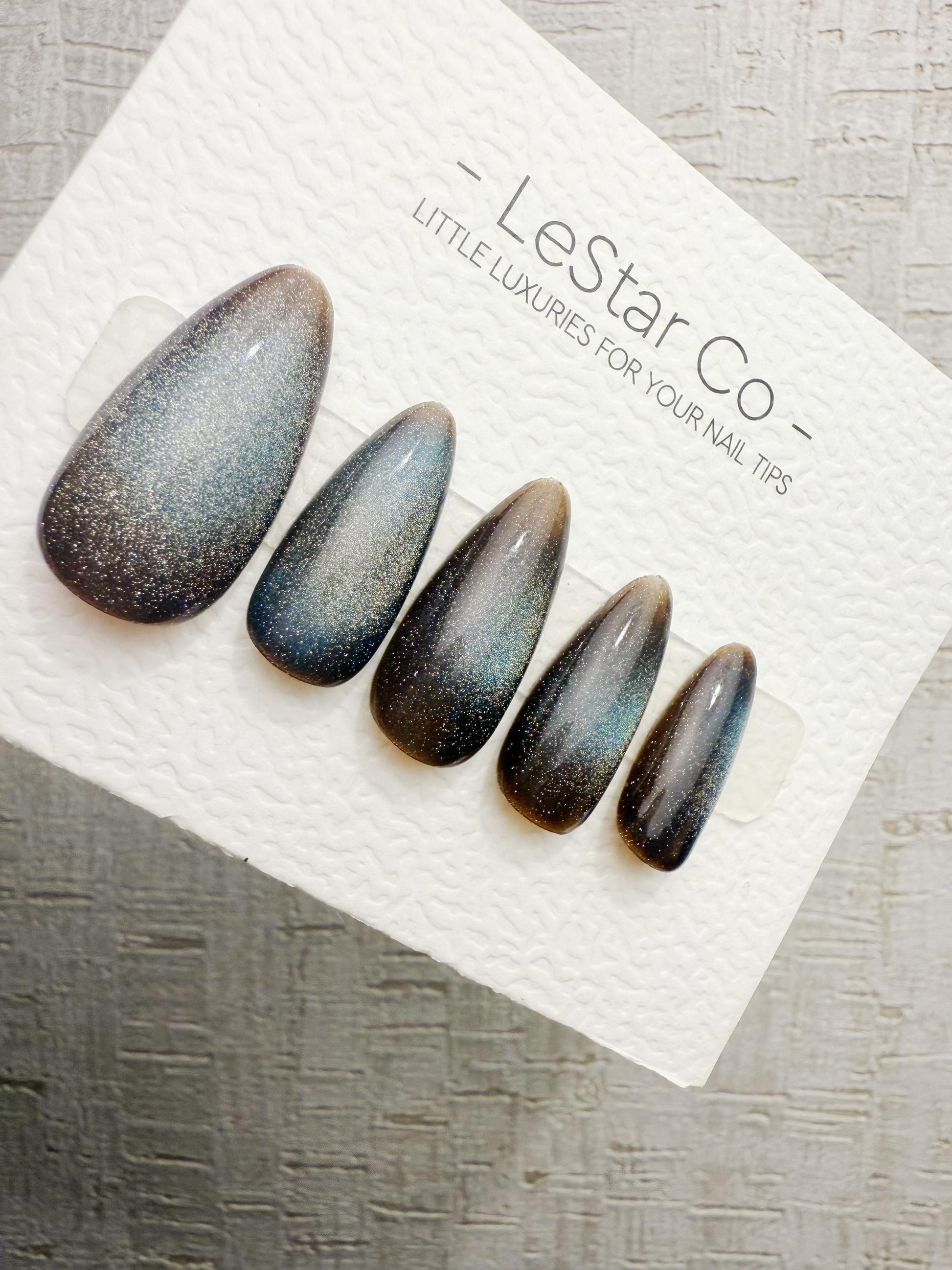 Handmade Press On Cobalt Smoke Cat Eye Gel Nails 4for3 Timed Offer