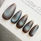 Handmade Press On Cobalt Smoke Cat Eye Gel Nails 4for3 Timed Offer