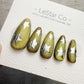 Handmade Press On Aurora Olive Star Cat Eye Gel Nails 4for3 Timed Offer