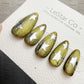 Handmade Press On Aurora Olive Star Cat Eye Gel Nails 4for3 Timed Offer