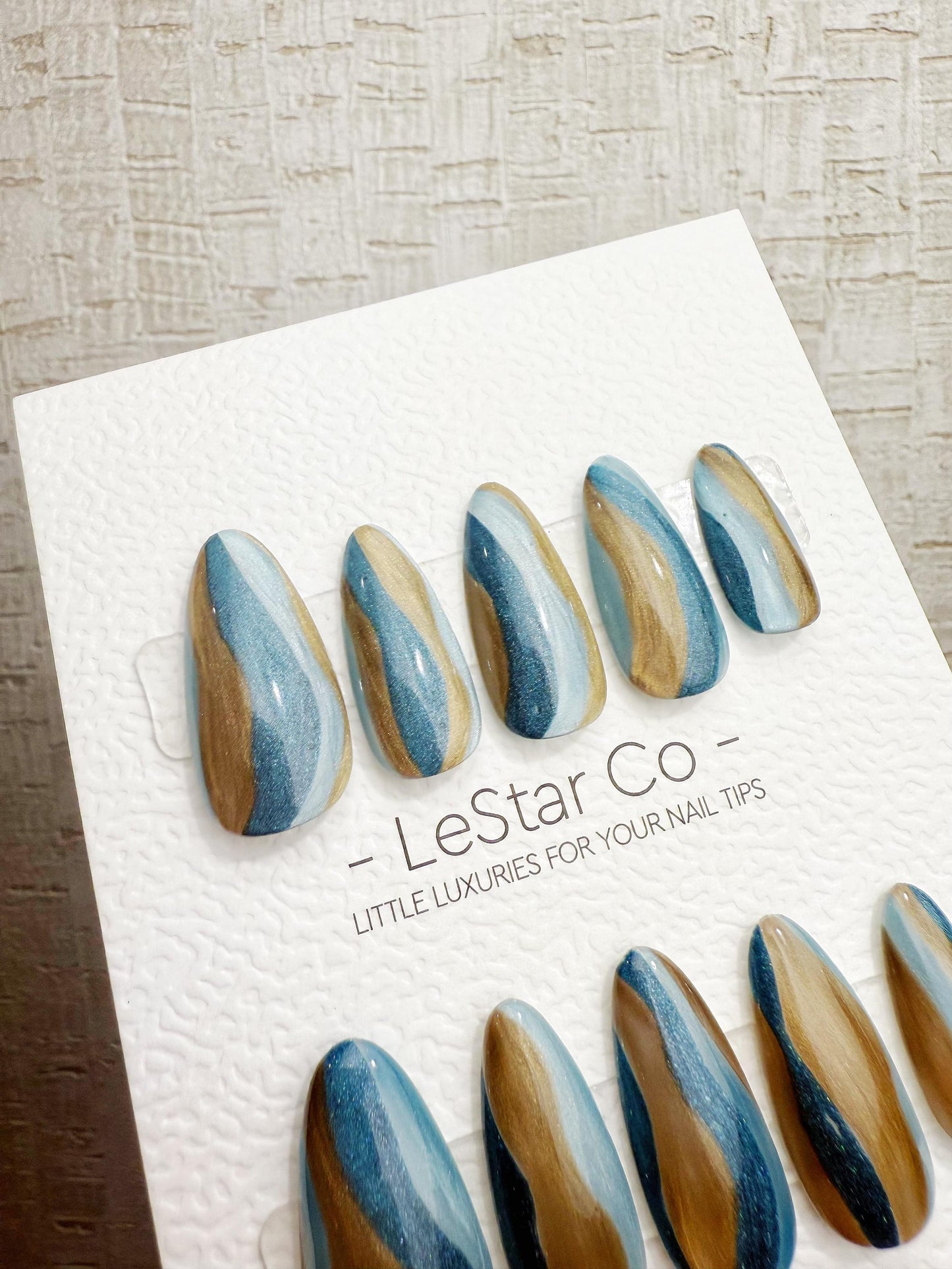 Handmade Press On Ocean Alloy Flow Gel Acrylic Nails 4for3 Timed Offer