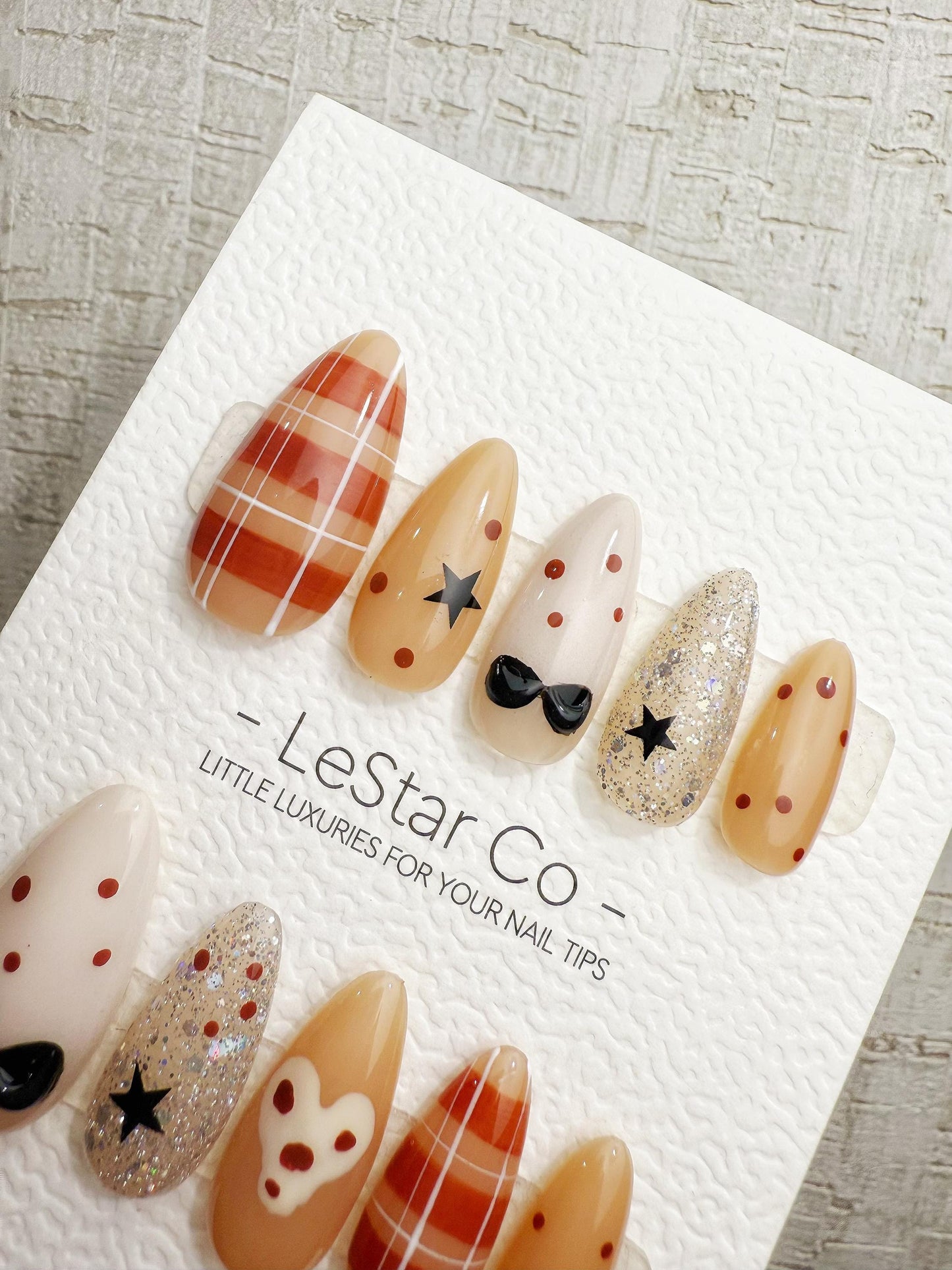 Handmade Press On Sweet Plaid Story Gel Acrylic Nails 4for3 Timed Offer