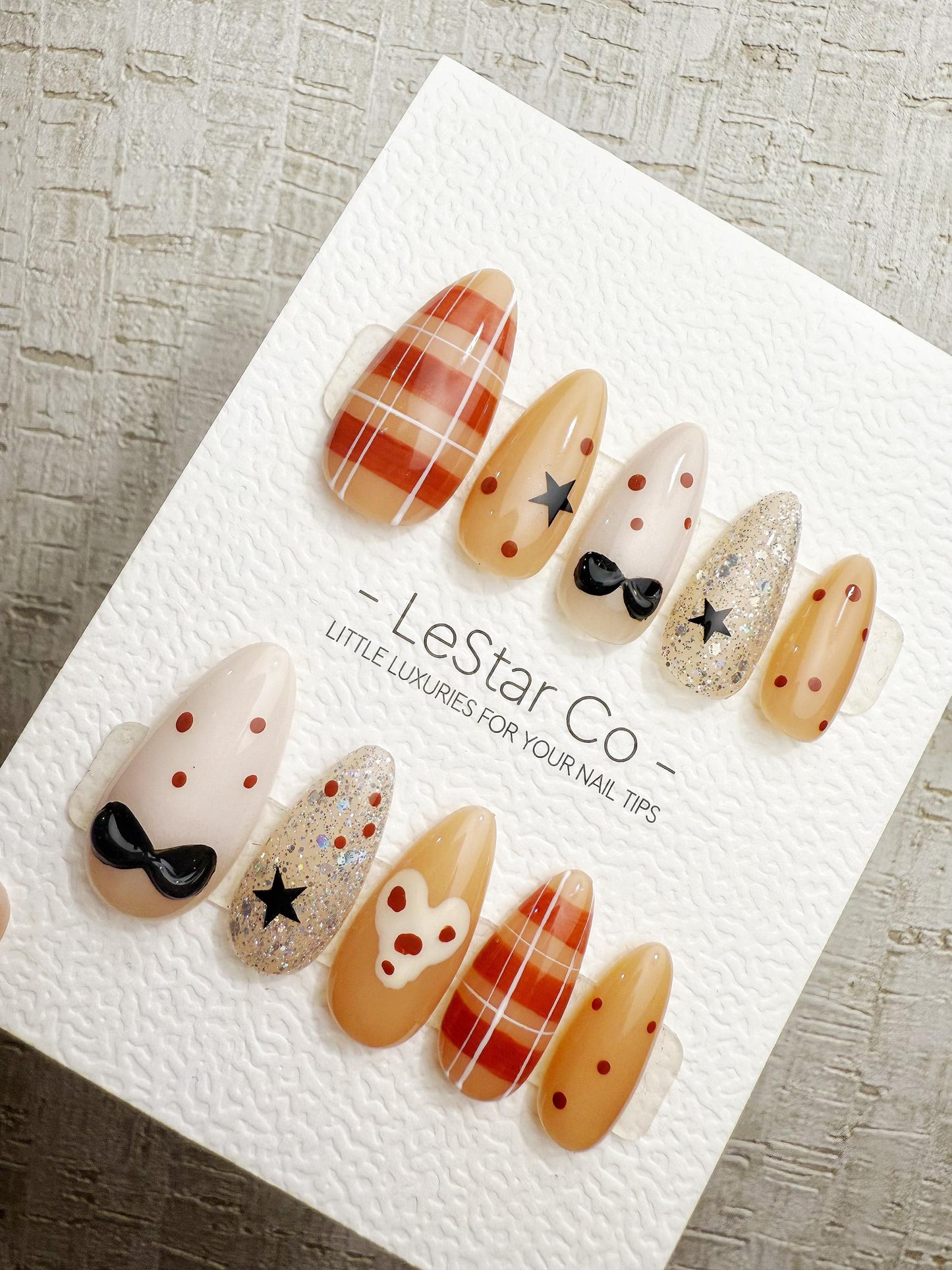 Handmade Press On Sweet Plaid Story Gel Acrylic Nails 4for3 Timed Offer