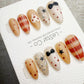 Handmade Press On Sweet Plaid Story Gel Acrylic Nails 4for3 Timed Offer