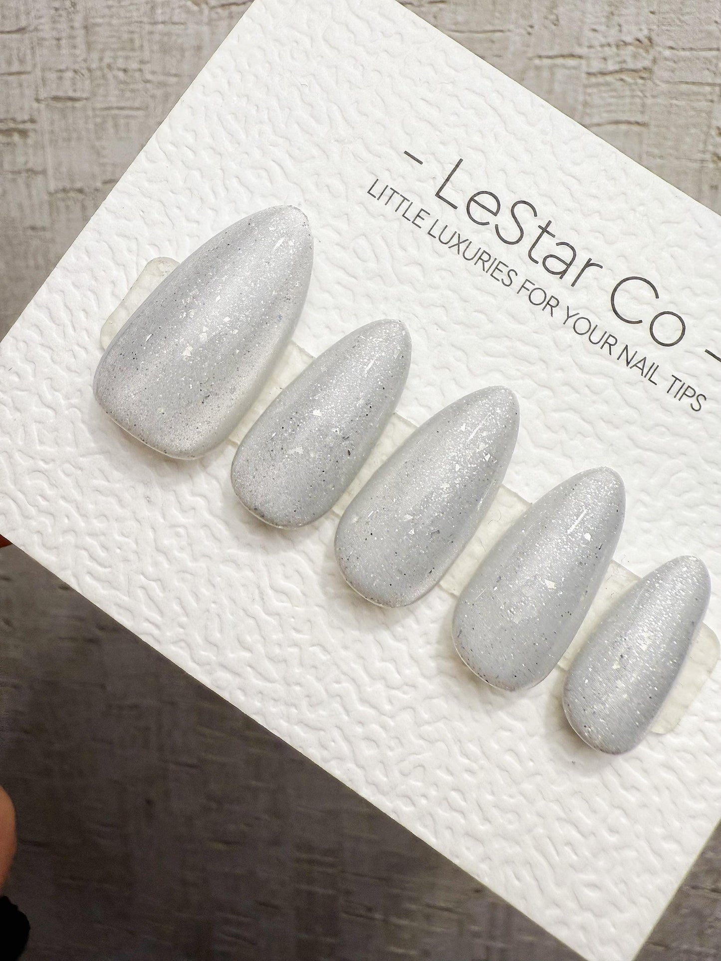 Handmade Press On Frozen Ash Glow Cat Eye Gel Acrylic Nails 4for3 Timed Offer