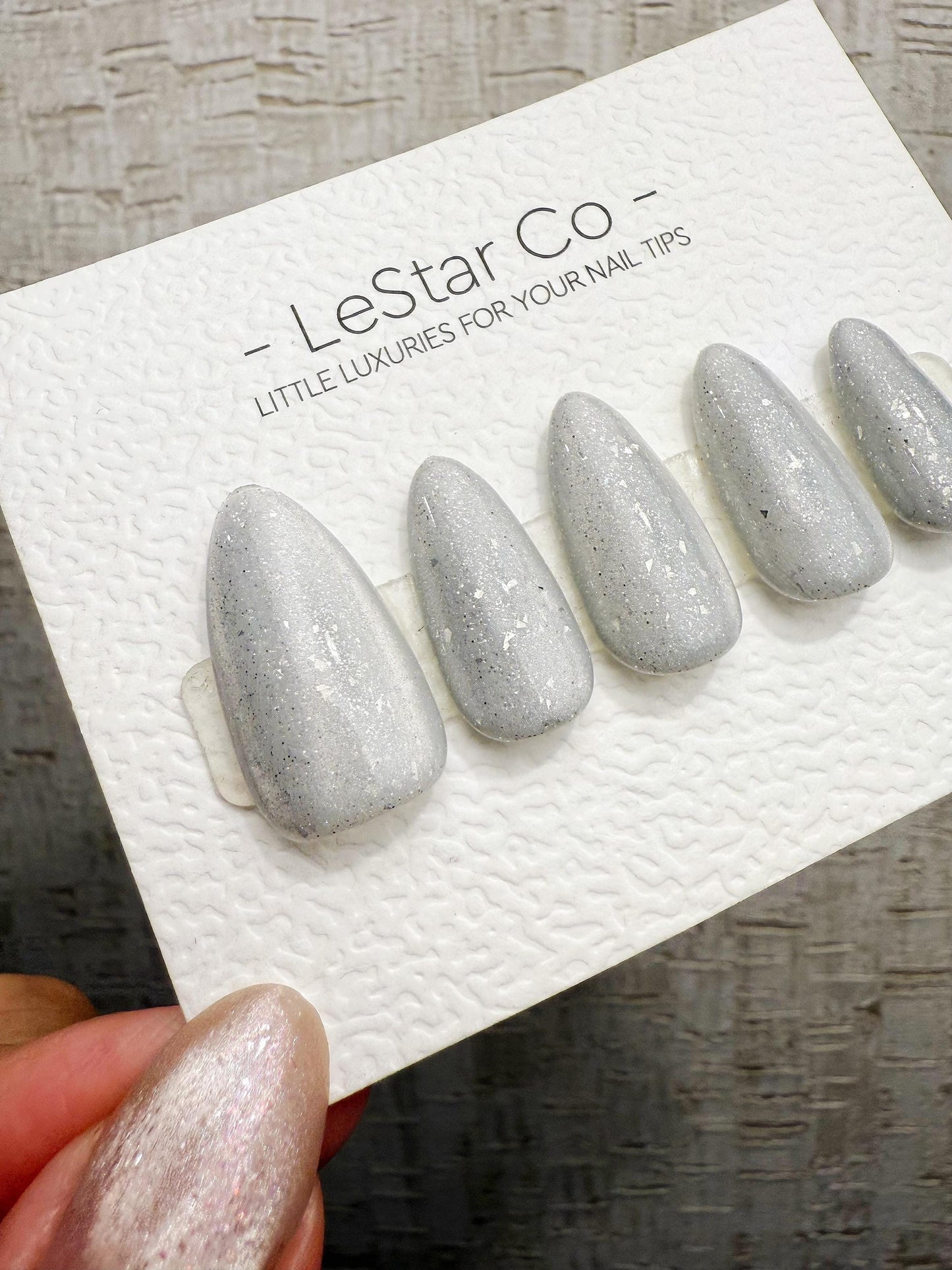 Handmade Press On Frozen Ash Glow Cat Eye Gel Acrylic Nails 4for3 Timed Offer