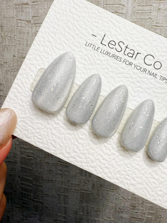 Handmade Press On Frozen Ash Glow Cat Eye Gel Acrylic Nails 4for3 Timed Offer