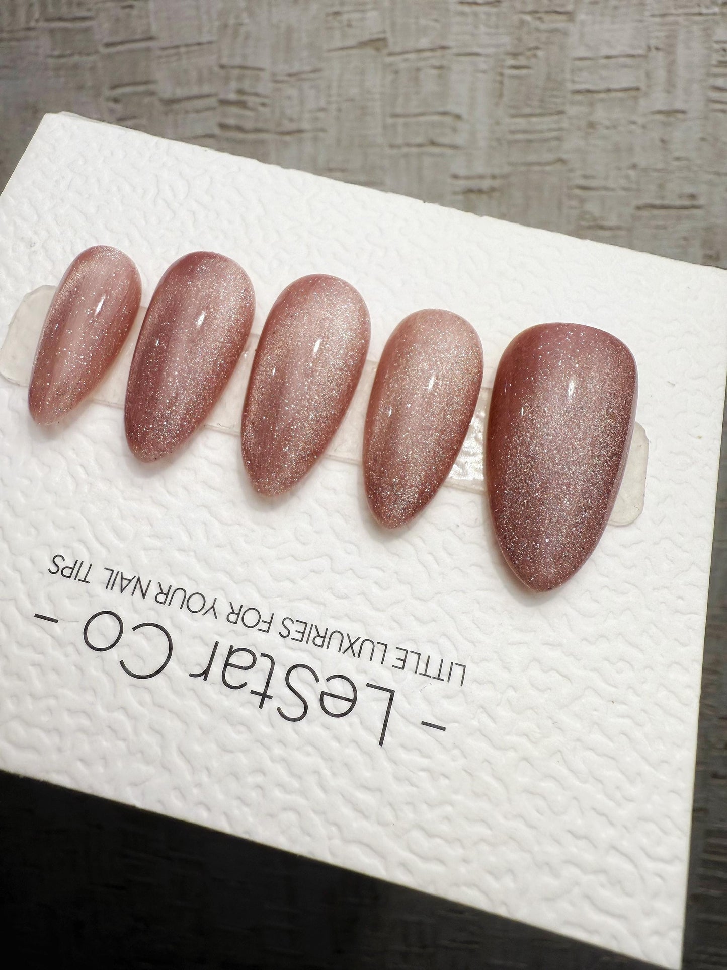 Handmade Press On Dusty Rose Cat Eye Gel Acrylic Nails 4for3 Timed Offer