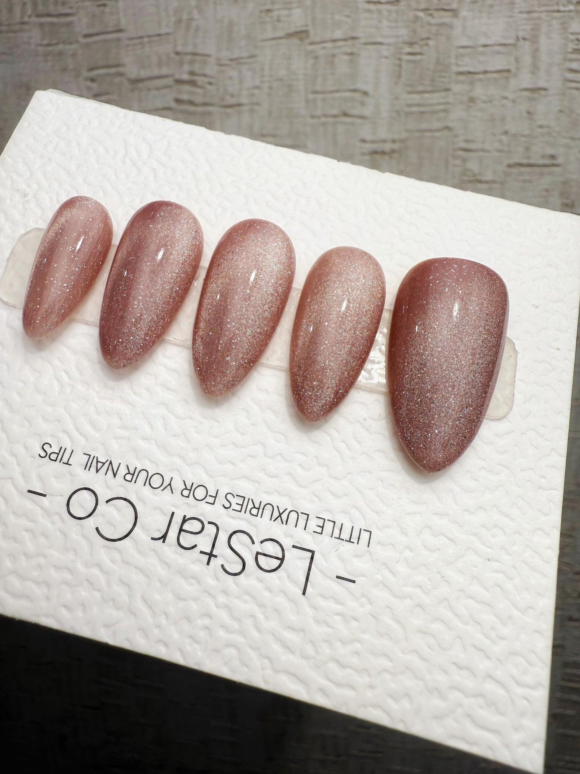 Handmade Press On Dusty Rose Cat Eye Gel Acrylic Nails 4for3 Timed Offer
