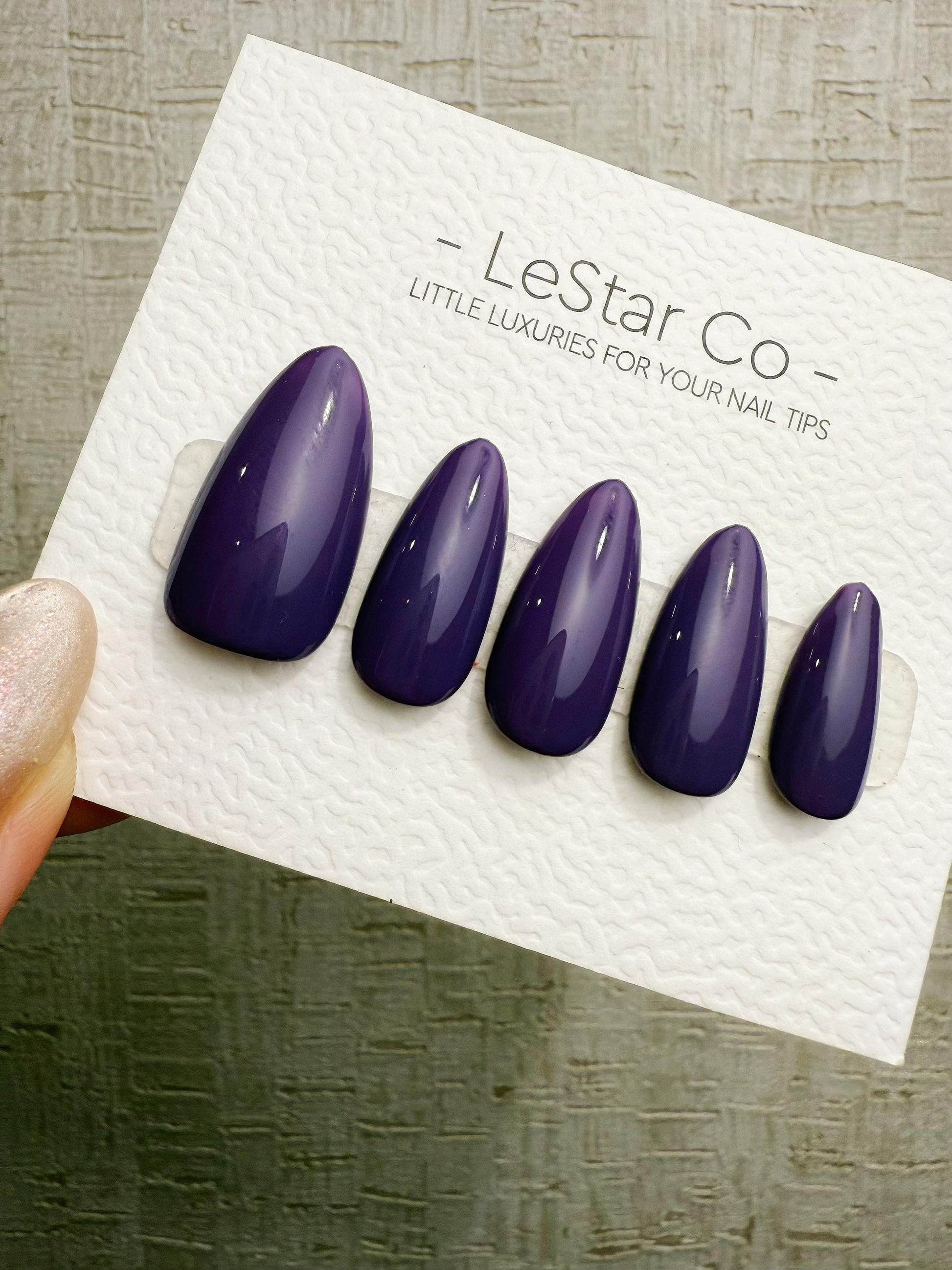 Handmade Press On Royal Violet Mist Gel Acrylic Nails 4for3 Timed Offer