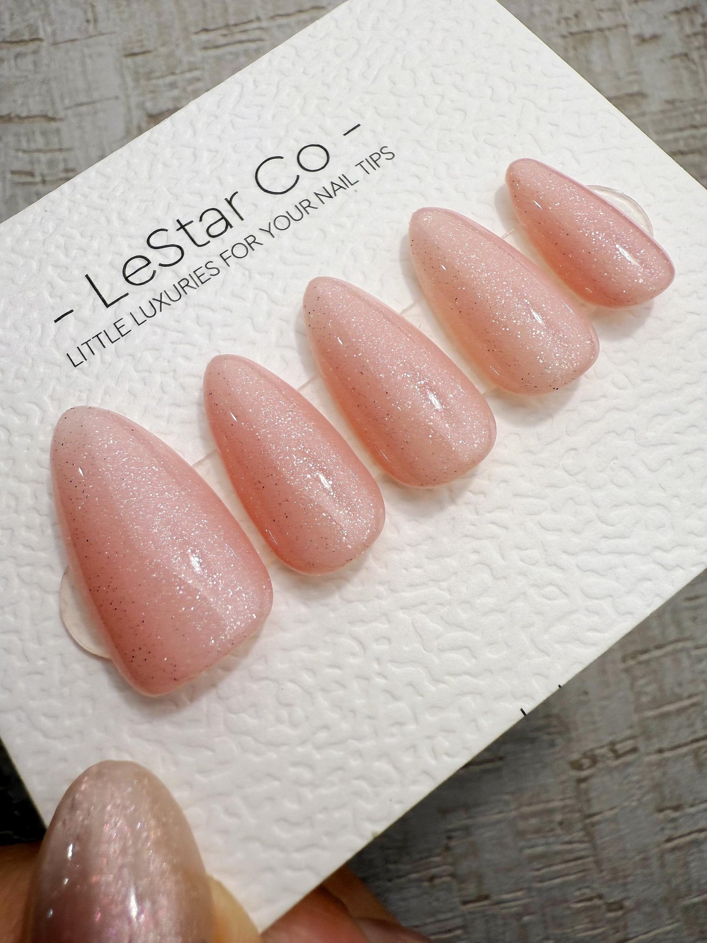 Handmade Press On Bare Blush Glitter Gel Acrylic Nails 4for3 Timed Offer
