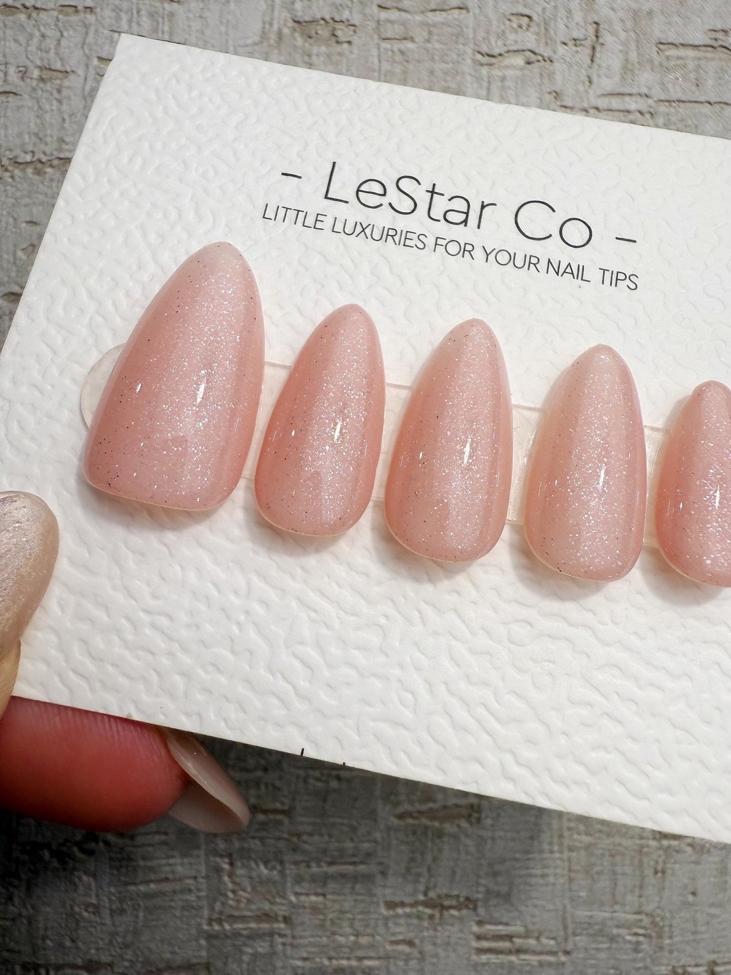Handmade Press On Bare Blush Glitter Gel Acrylic Nails 4for3 Timed Offer