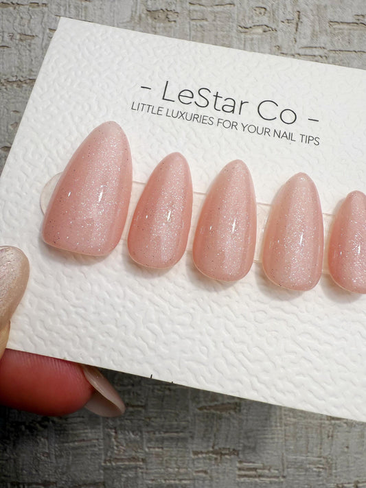 Handmade Press On Bare Blush Glitter Gel Acrylic Nails 4for3 Timed Offer