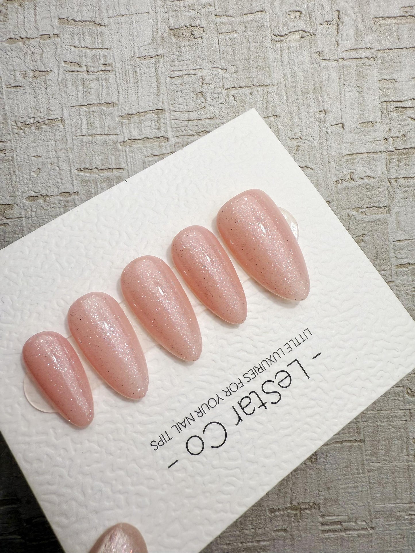 Handmade Press On Bare Blush Glitter Gel Acrylic Nails 4for3 Timed Offer