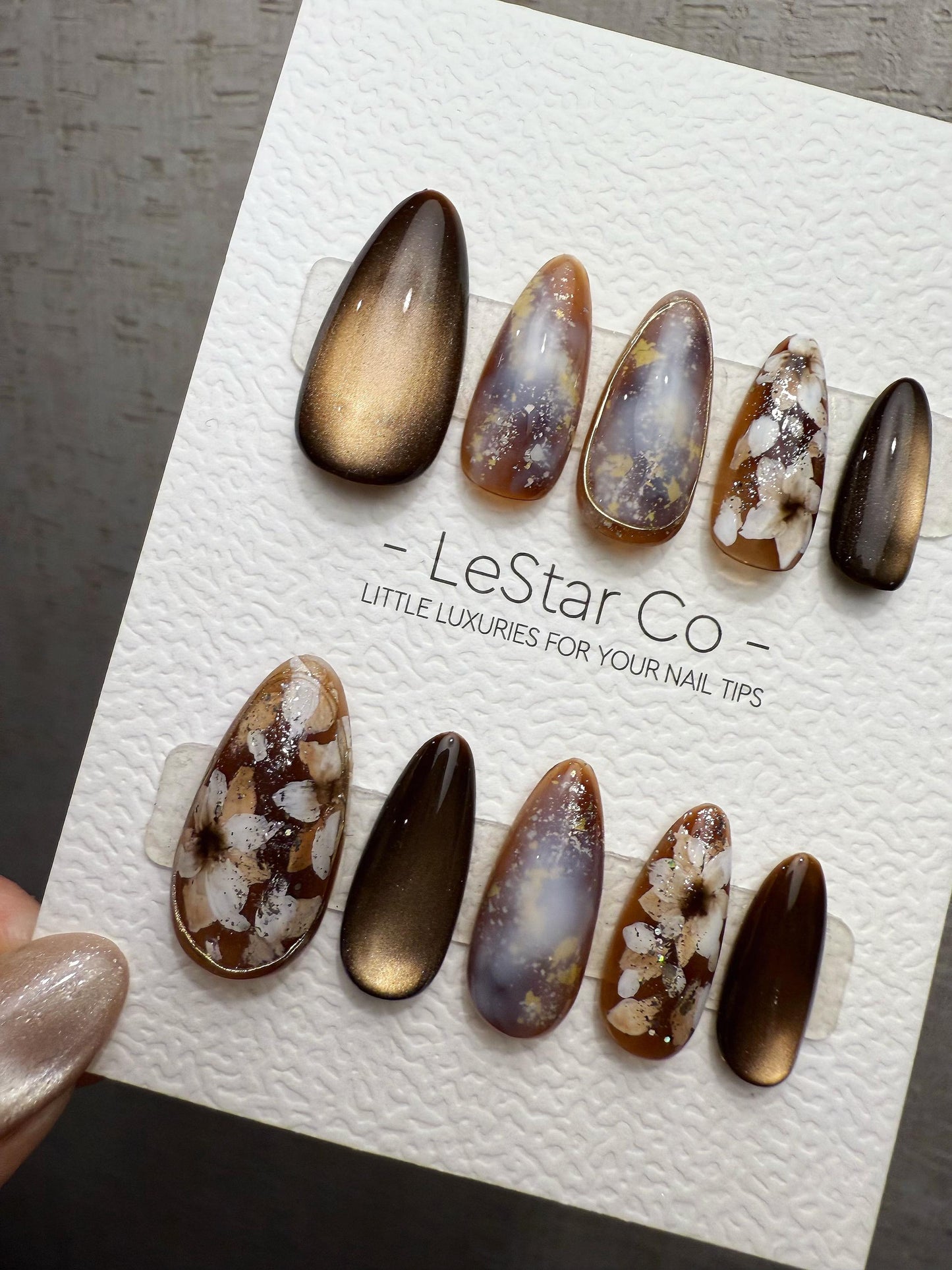 Reusable Smoky Marble Glow | Handmade Press On Gel Acrylic Nails | 4for3 Timed Offer