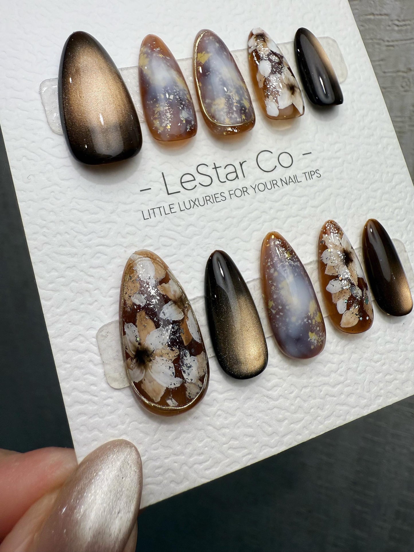 Reusable Smoky Marble Glow | Handmade Press On Gel Acrylic Nails | 4for3 Timed Offer