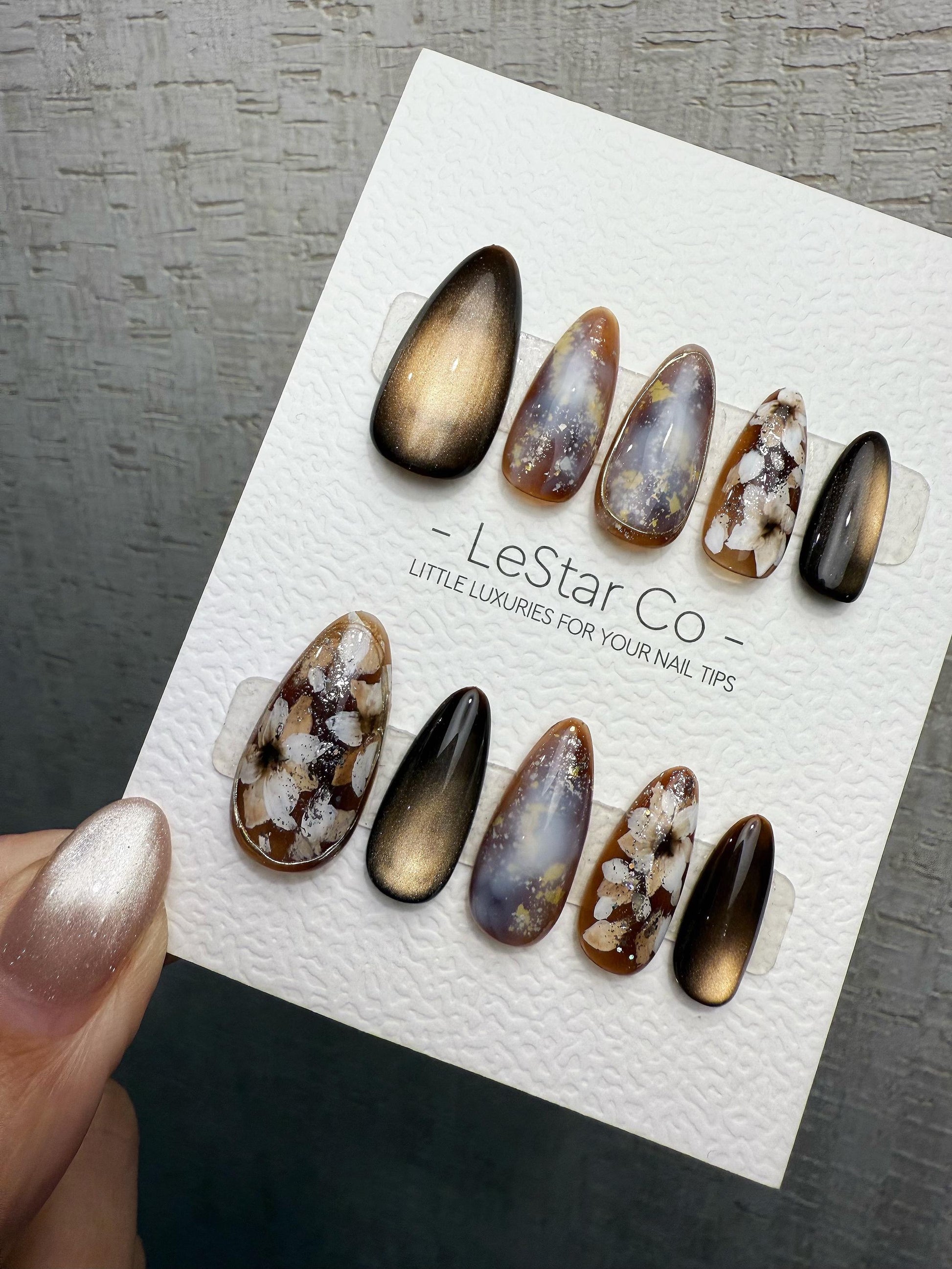 Reusable Smoky Marble Glow | Handmade Press On Gel Acrylic Nails | 4for3 Timed Offer