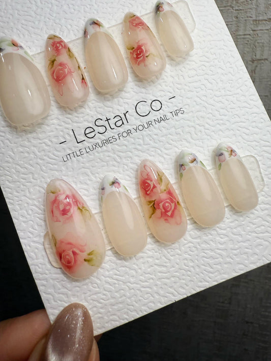 Reusable Soft Rose Whisper | Handmade Press On Gel Acrylic Nails | 4for3 Timed Offer