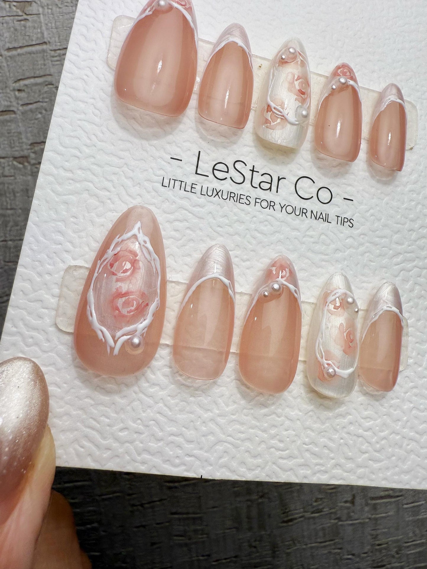 Reusable Soft Bridal Bloom | Handmade Press On Gel Acrylic Nails | 4for3 Timed Offer