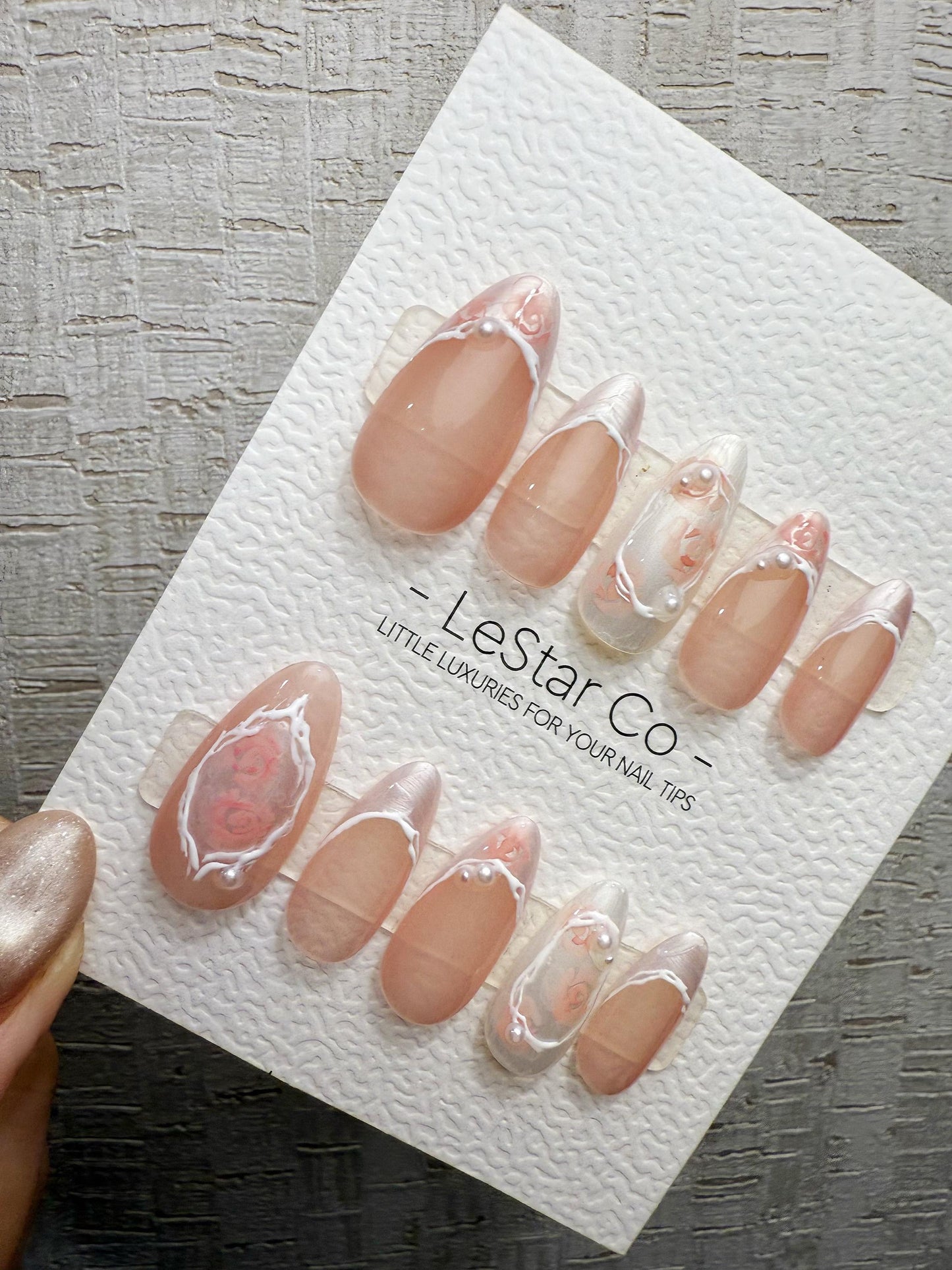 Reusable Soft Bridal Bloom | Handmade Press On Gel Acrylic Nails | 4for3 Timed Offer